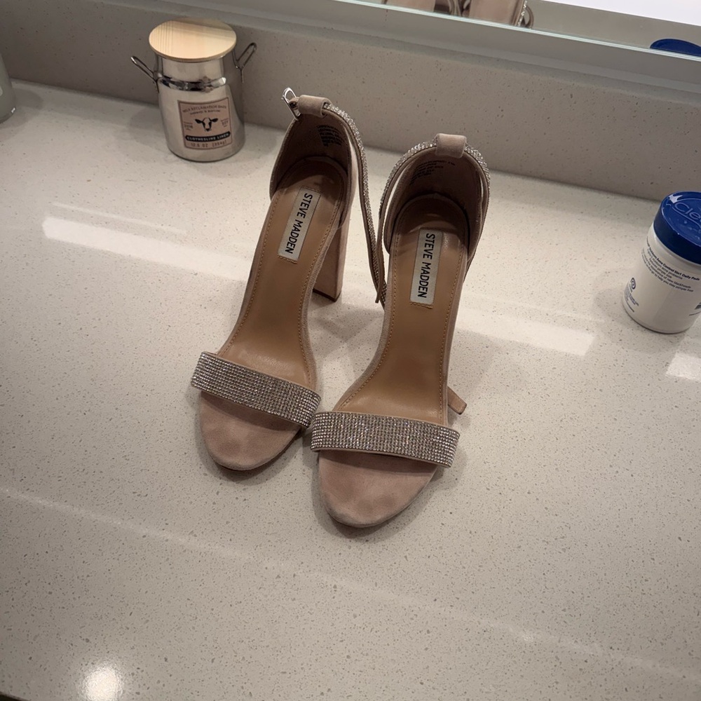 Steve Madden Nude Rhinestone Heels
